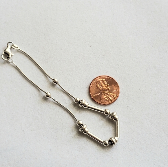 SET! Sterling Silver Set with Beaded Necklace and 2 Beaded Bracelets Vintage - Picture 5 of 16